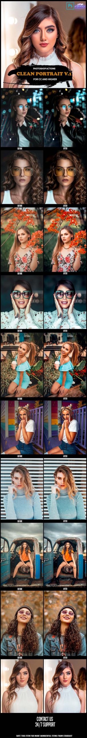 Clean Portrait V.1 - Professional Photoshop Actions Clean Portrait V.1