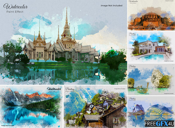 Watercolor Photo Effect PSD Bundle