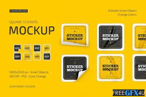 Square Stickers Mockup