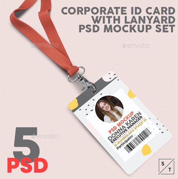 Graphicriver - Corporate ID Card With Lanyard PSD Mockup Corporate ID Card PSD Mockup