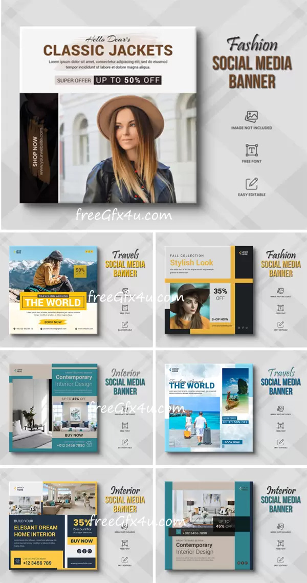 7 Best Social Media Posts Collection Free Download 7 Best Social Media Posts