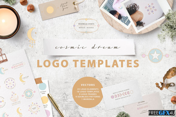 Creative Market - Cosmic Dream Logo Template Kit Cosmic Dream Logo Template
