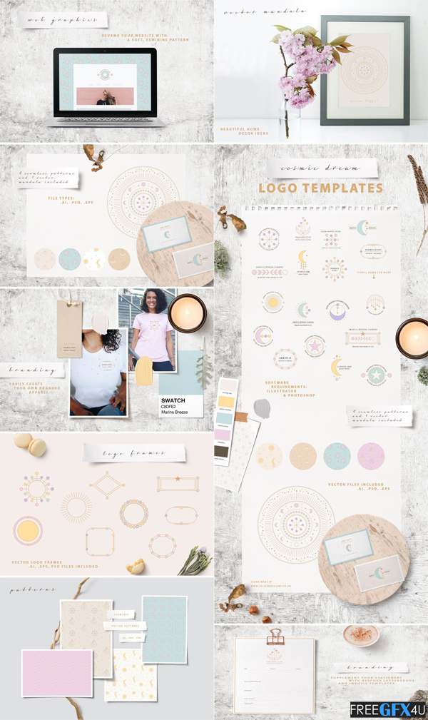 Creative Market - Cosmic Dream Logo Template Kit Cosmic Dream Logo Template