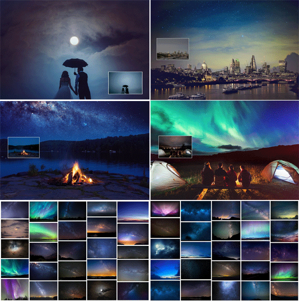 50 Starry Night Overlays
