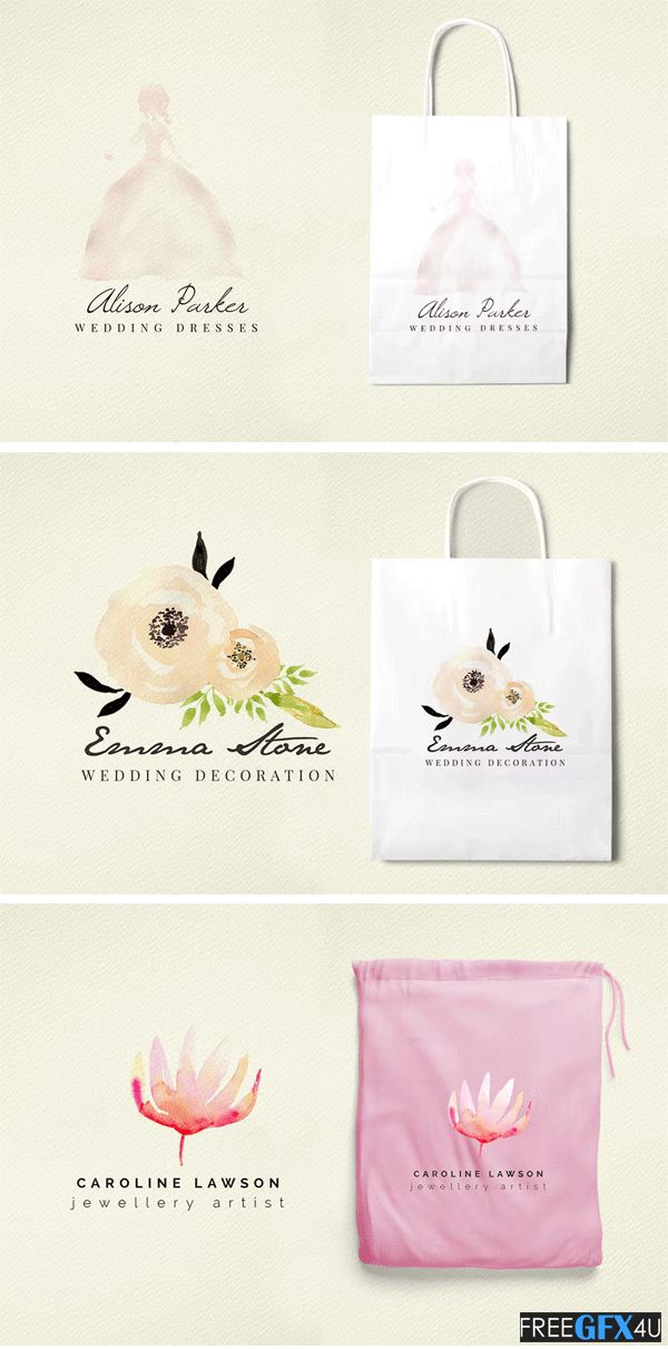 50 Premade Watercolor Logos Free Download 50 Premade Watercolor Logos