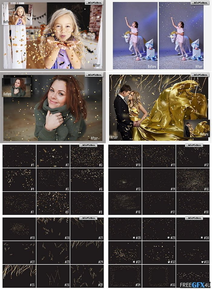 Golden Confetti Photo Overlays