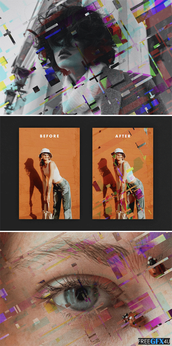 CreativeMarket - Hologlitch Photoshop Effect Hologlitch Photoshop Effect