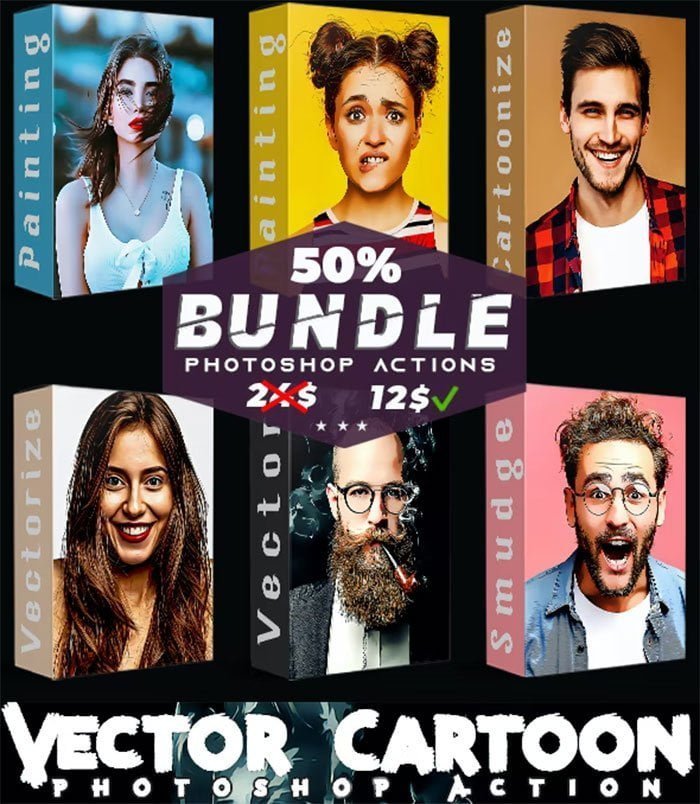 Graphicriver - Bundle Cartoon Painting Photoshop Actions Bundle Cartoon Painting Photoshop Actions