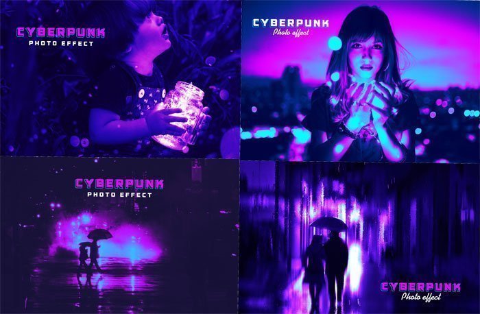 Cyberpunk Neon Light Photo Effect