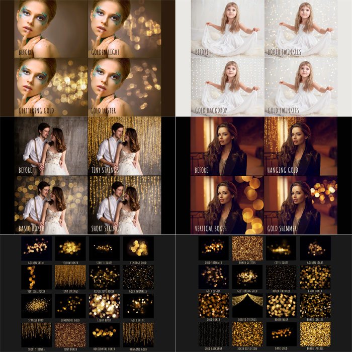 CreativeMarket - Gold Bokeh Overlays Gold Bokeh Overlays