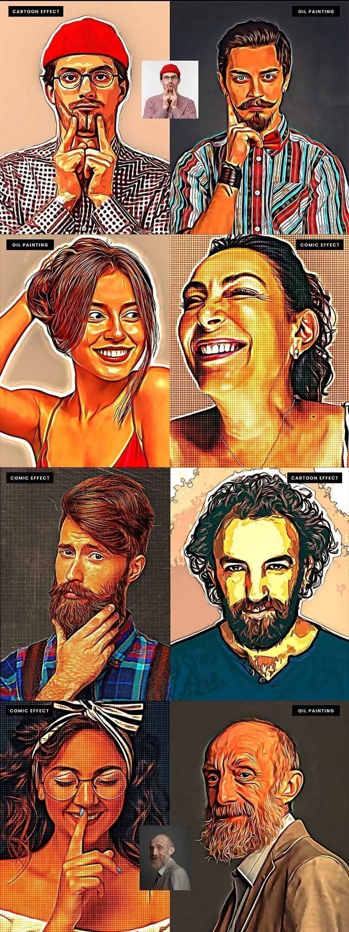 CreativeMarket - 3 in 1 Comic Cartoon Oil Painting 3 in 1 Comic Cartoon Oil Painting