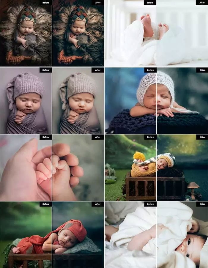 6 NewBorn Lightroom and Photoshop Presets 6 NewBorn Photoshop Presets