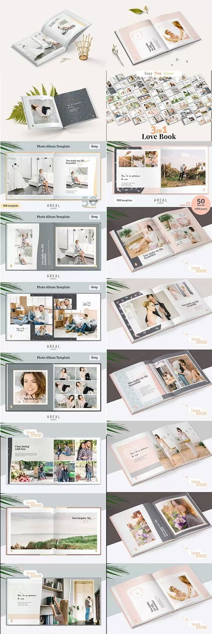 CreativeMarket - 3 in 1 Photo Album Template Bundle 3 in 1 Photo Album Template Bundle