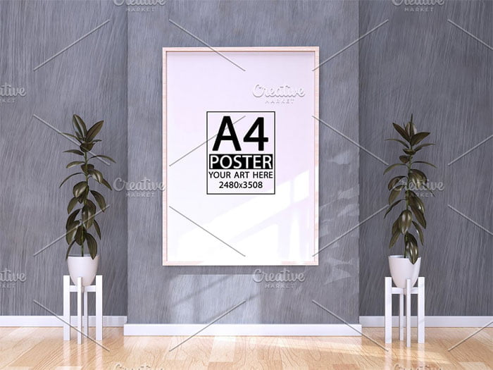A4 Photo Frame On The Wall Mockup