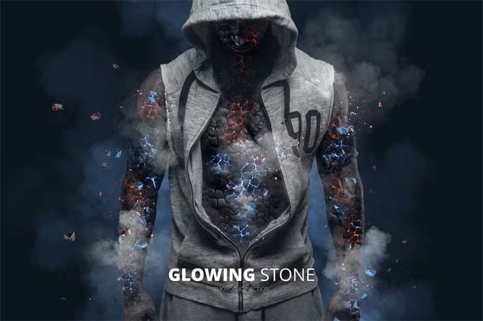 Glowing Stone Photoshop Action