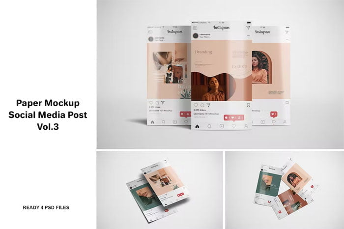 Paper Mockup Social Media Post Vol.3 Paper Social Media Post Vol.3