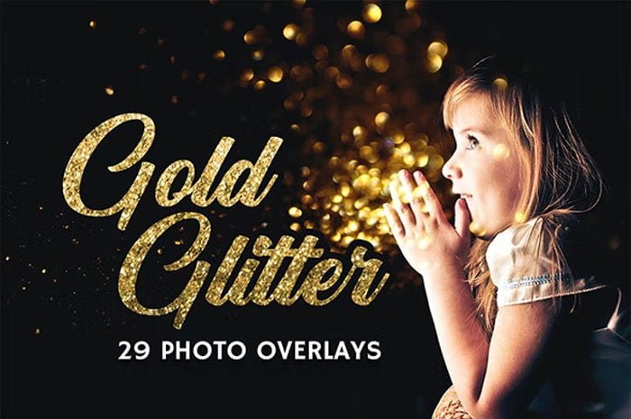 29 Gold Glitter Photo Overlays
