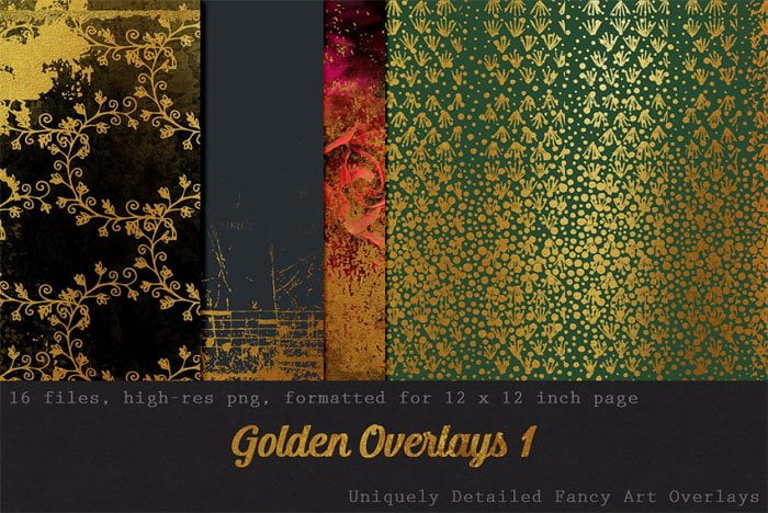 CreativeMarket - Fancy Golden Overlays Art Pack 1 (2) Fancy Golden Overlays Art Pack 1