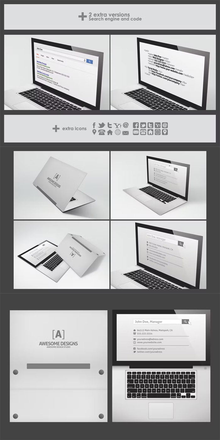 Laptop Folded Business Card