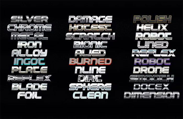 30 Metallic Type Effects