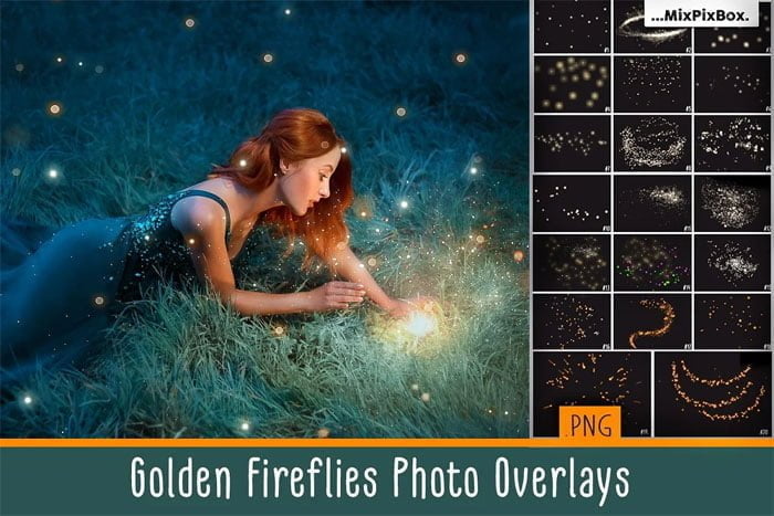 Golden Fireflies Photo Overlays