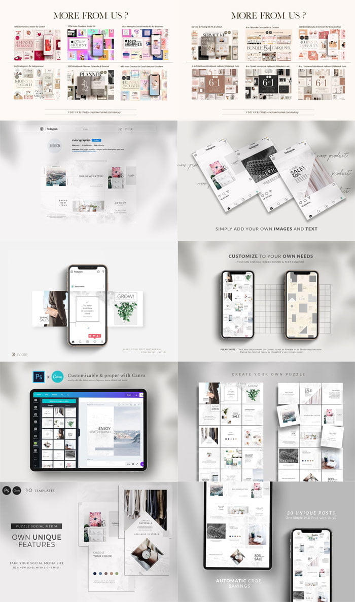 Instagram Puzzle Mist Canva & PS Instagram Puzzle Mist Canva