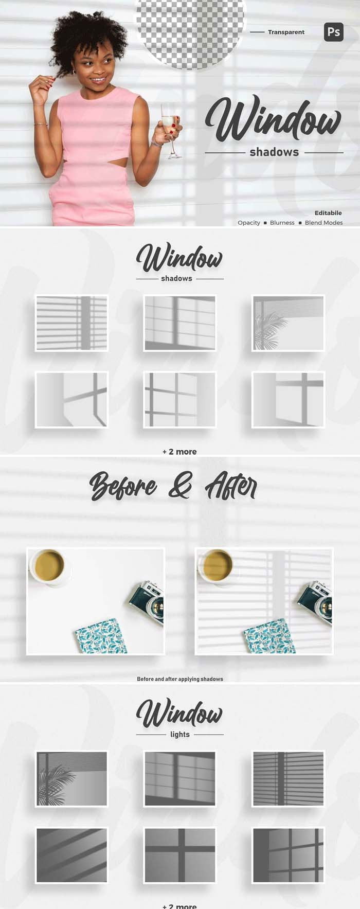 16 Windows Shadows & Lights Overlays