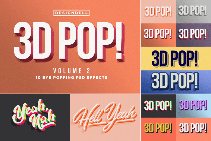 CreativeMarket - 3D POP Photoshop Effects Vol. 2 3D POP Photoshop Effects Vol. 2