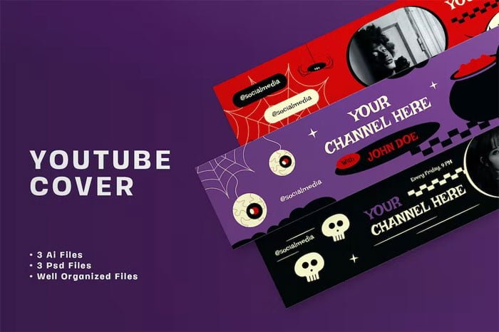 Black Flat Design Halloween YouTube Cover