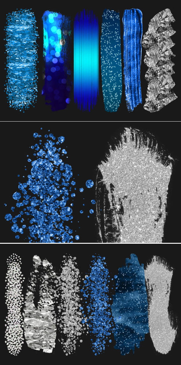 Blue Metallic Brush Stroke Clipart