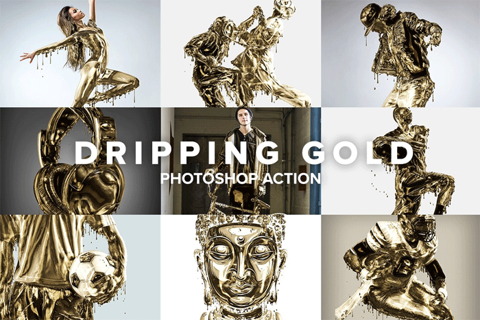 Dripping Gold Photoshop Action Dripping Gold Action