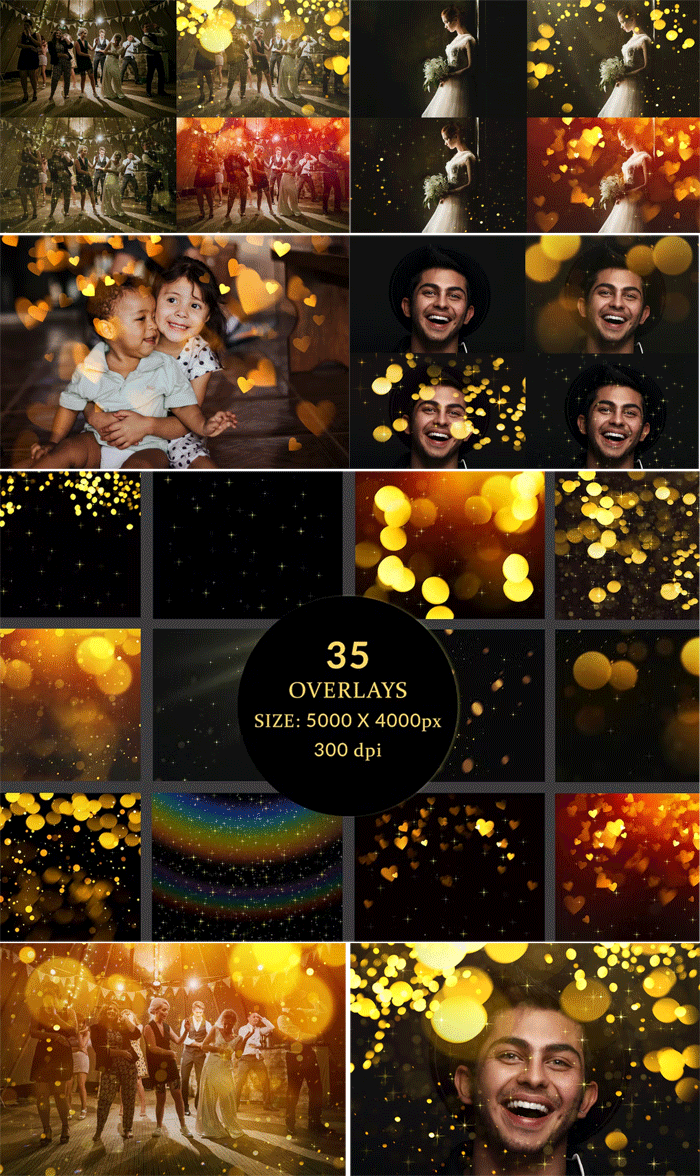 35 Gold Bokeh Photoshop Overlay 35 Gold Bokeh Overlay