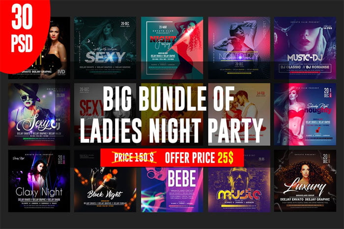 Ladies Night Flyer Template Bundle