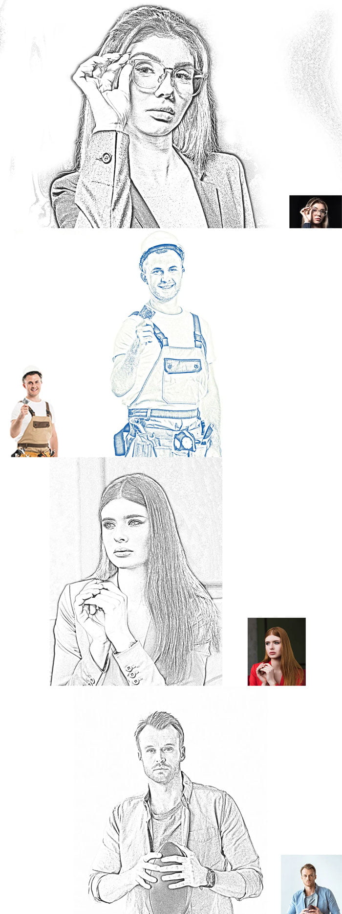 Portrait Sketch Effect PS Action Portrait Sketch Effect PS Action