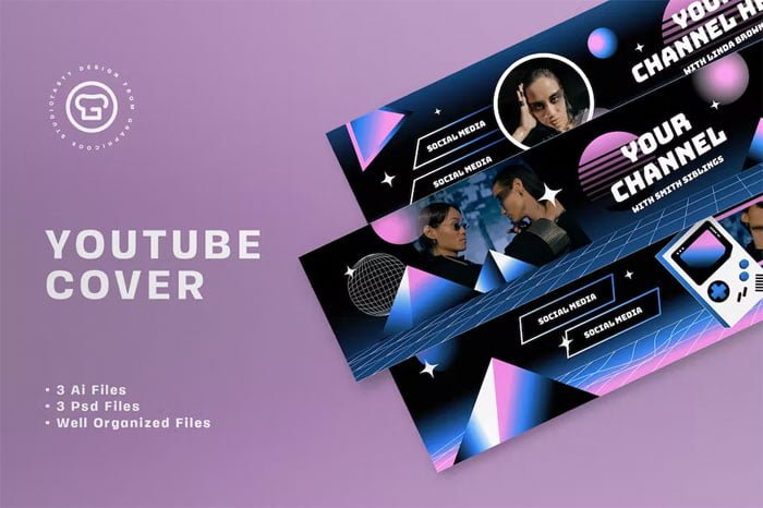 Synthwave Gamers YouTube Cover In Blue And Pink Synthwave Gamers YouTube Cover In Blue And Pink