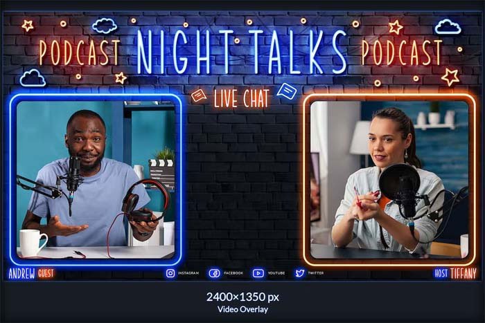 Twitch Neon Podcast Overlay