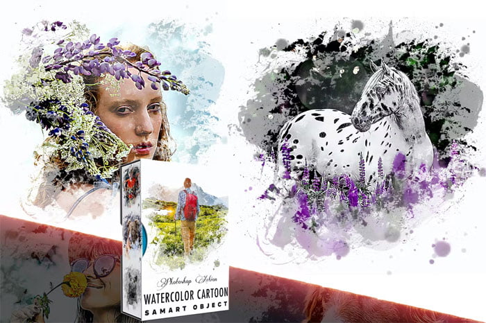 Watercolor Cartoon Photoshop Action Watercolor Cartoon Photoshop Action