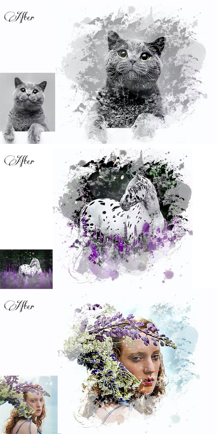 Watercolor Cartoon Photoshop Action Watercolor Cartoon Photoshop Action