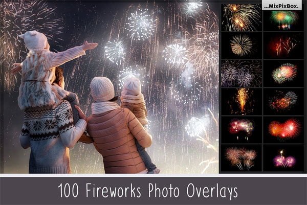 CreativeMarket - 100 Fireworks Overlays 100 Fireworks Overlays