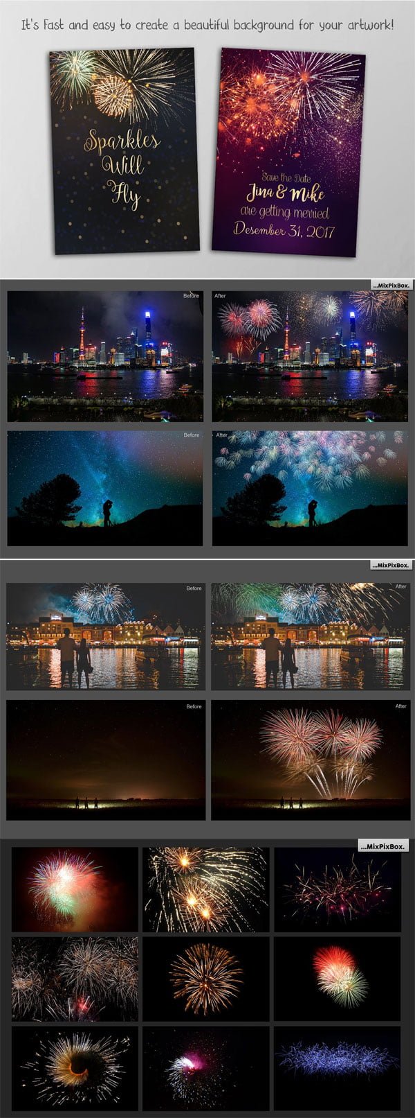 CreativeMarket - 100 Fireworks Overlays 100 Fireworks Overlays