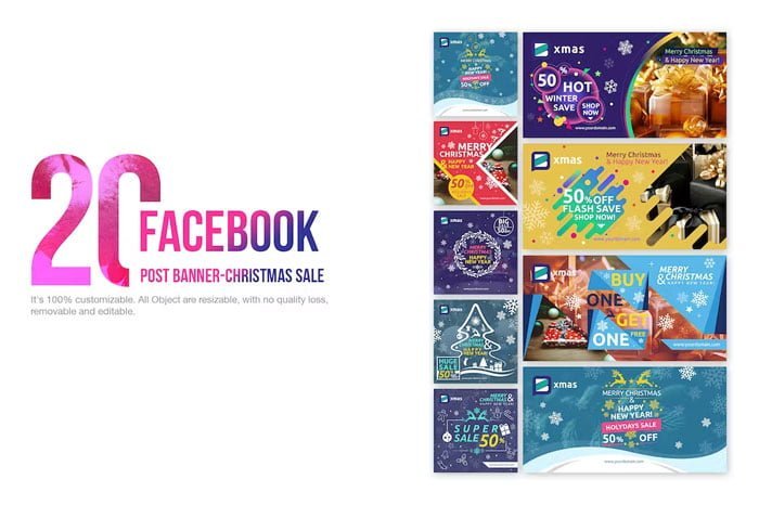 20 Facebook Post Banner Christmas Sale