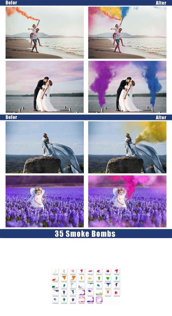35 Smoke Bomb Overlays Colorful Fog 35 Smoke Bomb Overlays