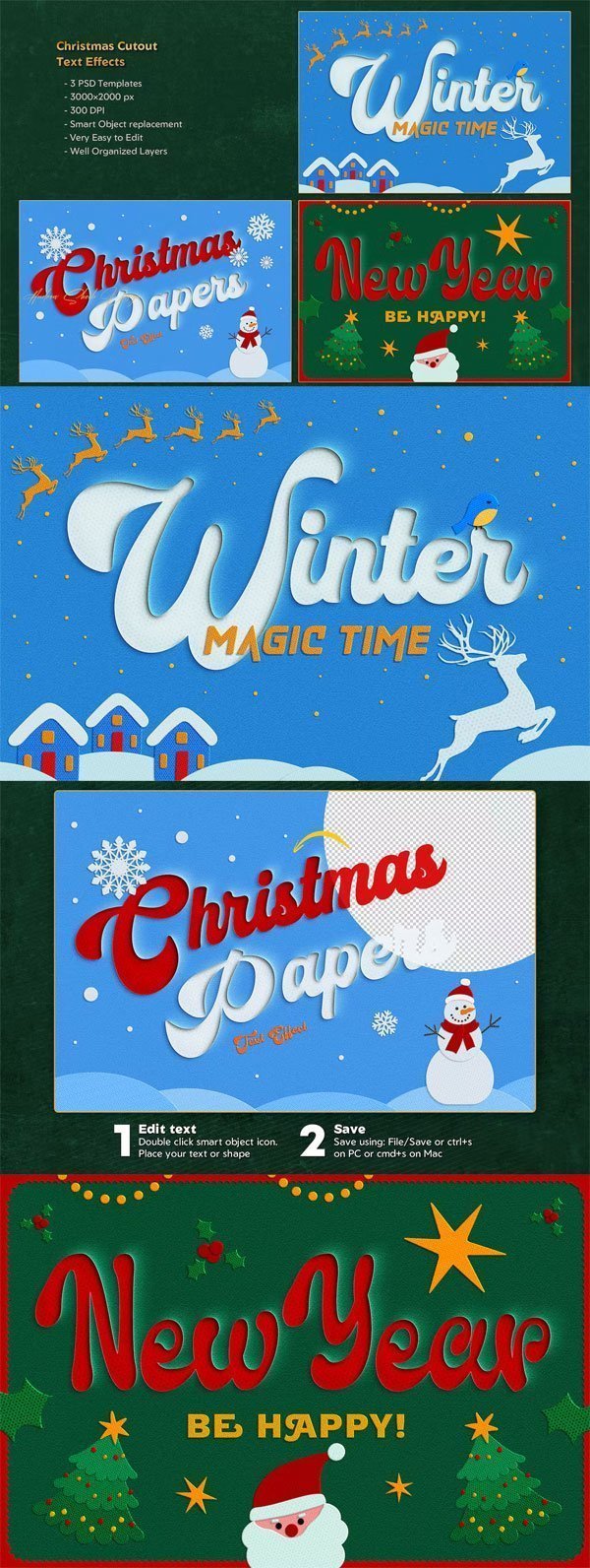 Christmas Paper Cutout Effect Christmas Paper Cutout Effect