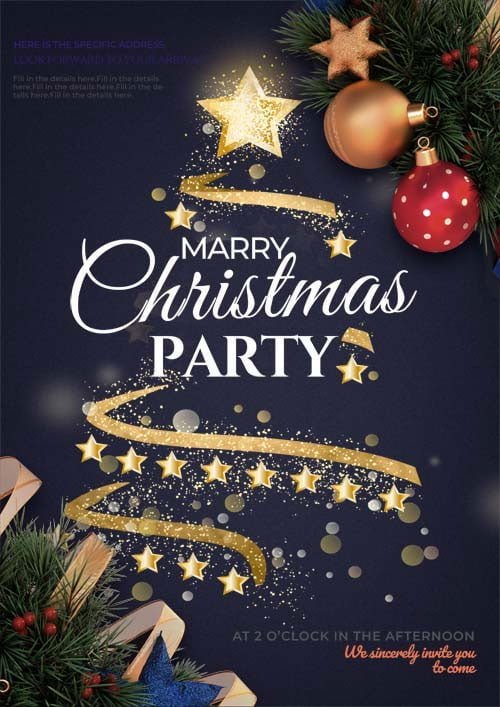Christmas Party Creative Style Royal Blue Invitation