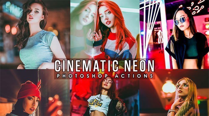 Cinematic Neon Portrait Photoshop Actions