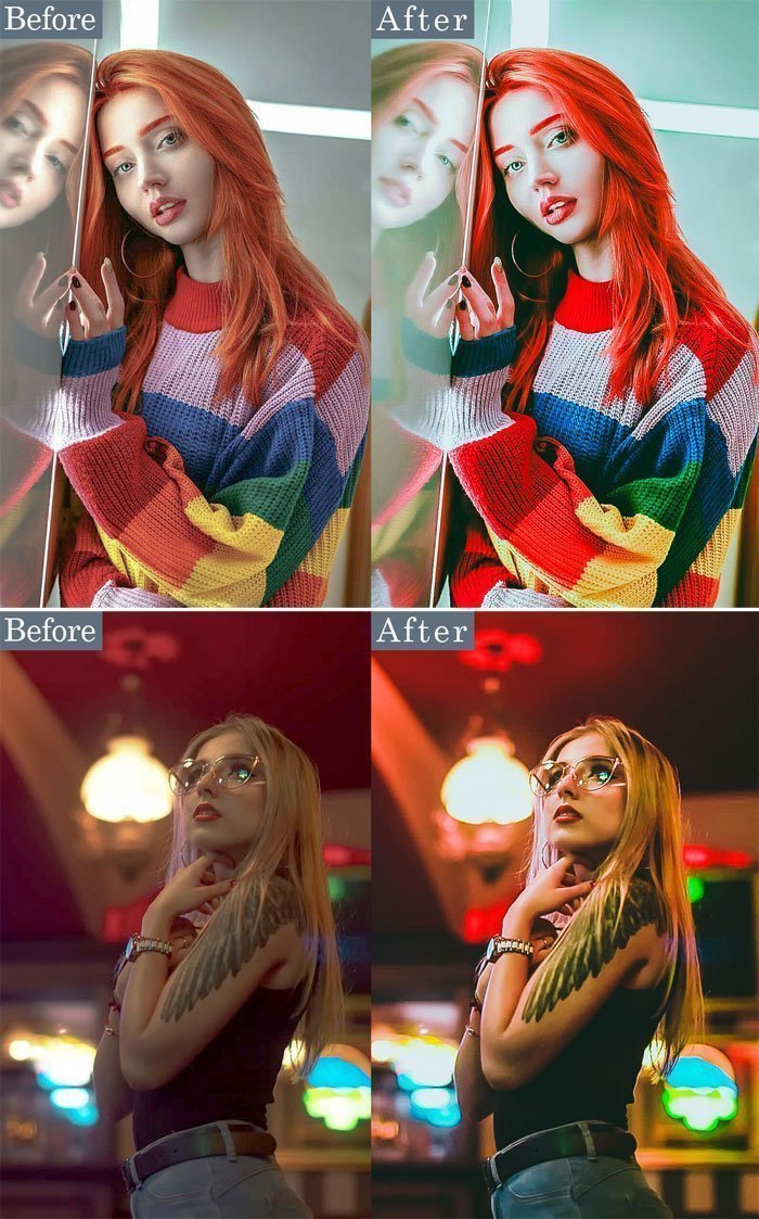 Cinematic Neon Portrait Photoshop Actions