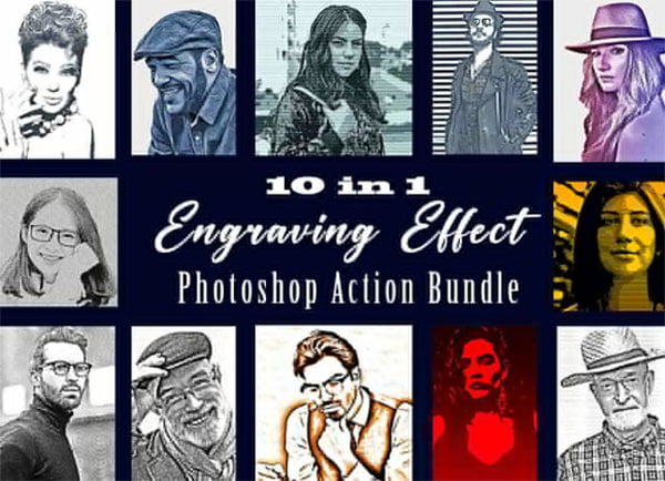 Engraving Effect PS Action Bundle Engraving Effect Action Bundle