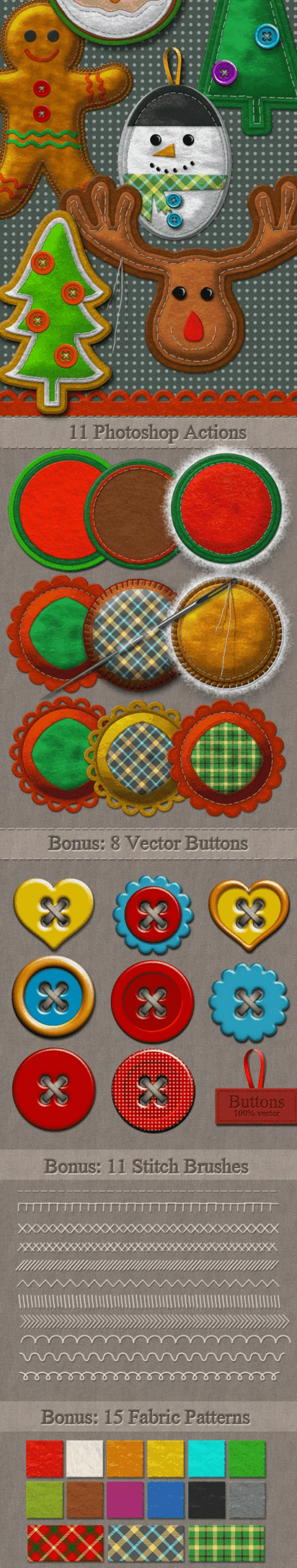 Felt Stitched Ornaments Photoshop Creation Kit Felt Stitched Ornaments Creation Kit