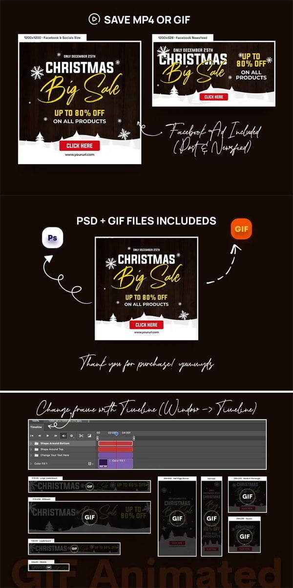 GIF Banners Merry Christmas Sale Banners Ad GIF Banners Merry Christmas Sale Banners Ad