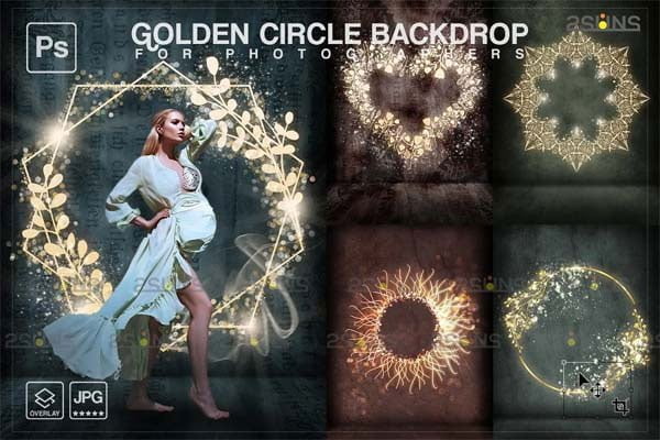 Golden Lighting Circle Backdrop v1